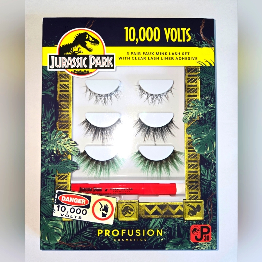 Jurassic Park x Profusion Cosmetics 3 pairs Faux Mink Lash Set NEW